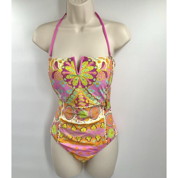 Trina Turk Other - TRINA TURK One Piece Pink Swimsuit Floral Pink Size 10 Medium Carnival Mandala